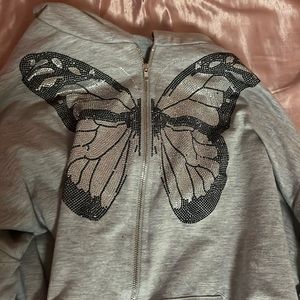 Stoned butterfly zip up sweatshirt!